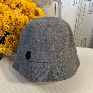 Gray Wool Bucket Hat with Button Detail